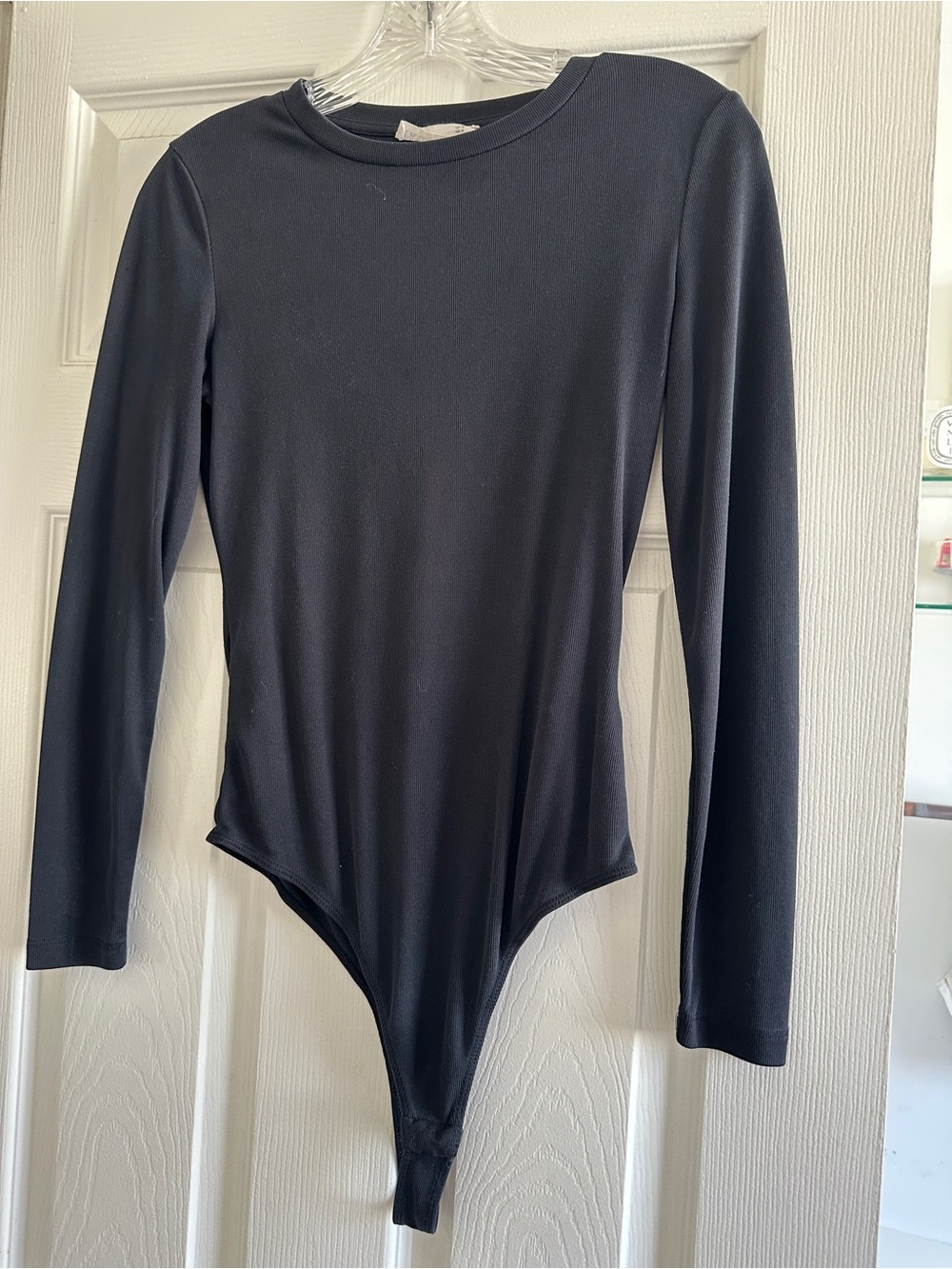 Elodie Long Sleeve One-Piece Ribbed Bodysuit - Black size M